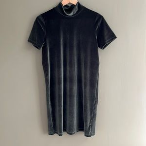 Forest Green Mock Neck Crushed Velvet Madewell Dress
